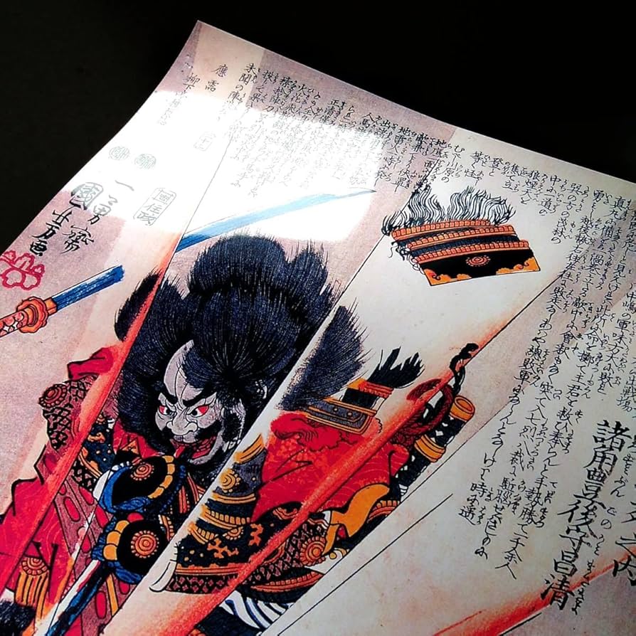 浮世絵、武田家勇将軍評定之圖三枚綴り、歌川貞秀画、弘化頃(1844年)出版 浮世絵、武田家勇将軍評定之圖三枚綴り、歌川貞秀画、弘化